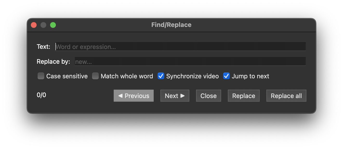 Find dialog box
