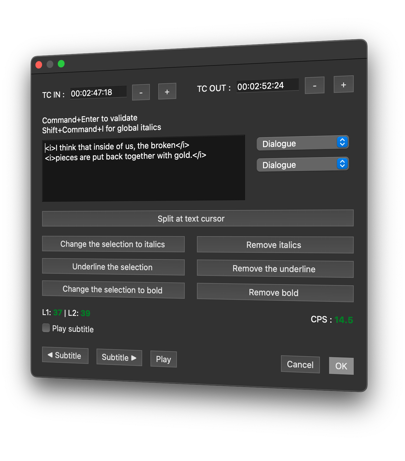 Subtiltes Editor